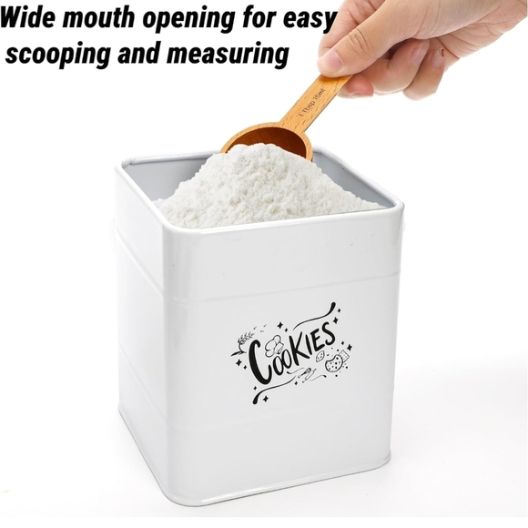 White Metal Cookie Jars with Lid - Picture 10 of 11